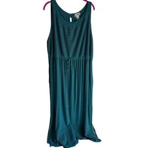 CATHERINE'S Teal Sleeveless Crochet Ladies Maxi Dress, 3X